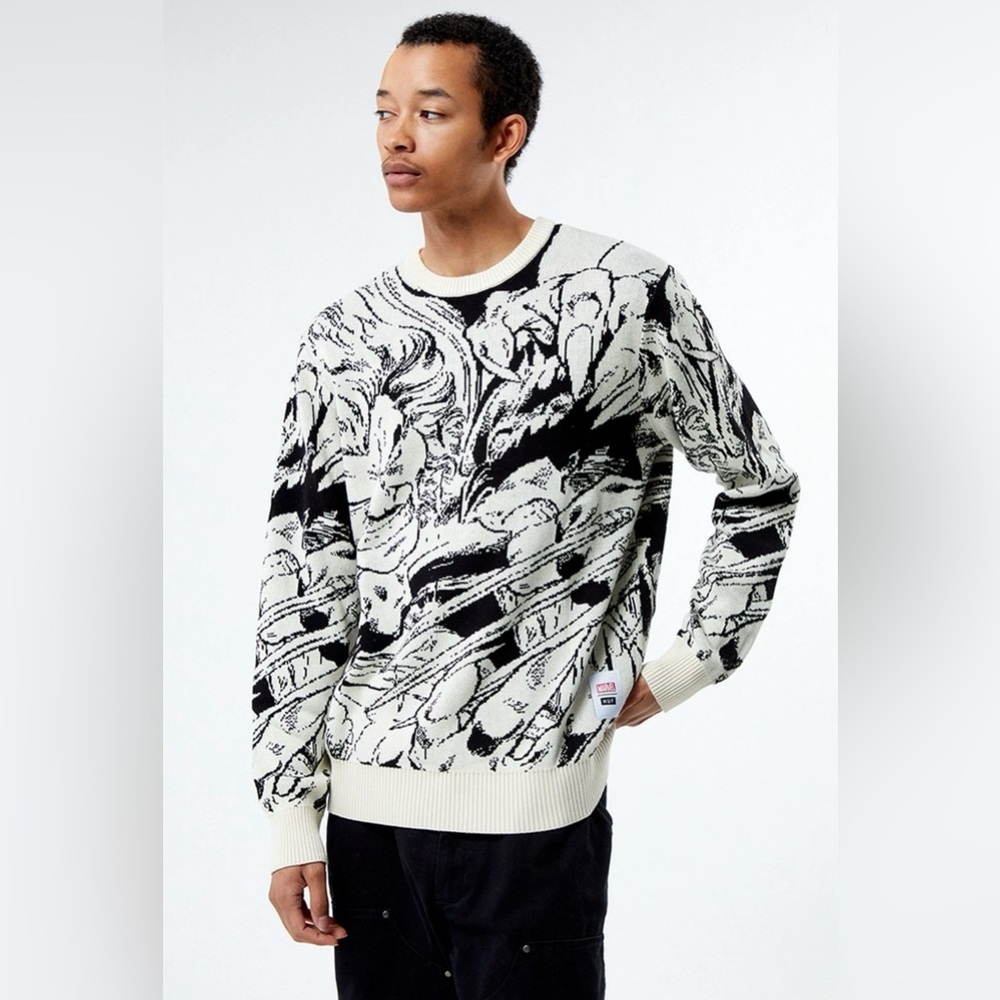 HUF X MARVEL WOLVERINE vs SABRETOOTH Knit Sweater Off-White / Black Men’s XL NWT